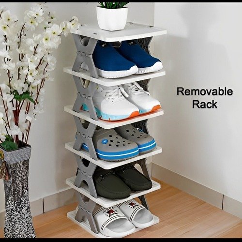 8 Layer Foldable & Adjustable Shoes Rack (Plastic)